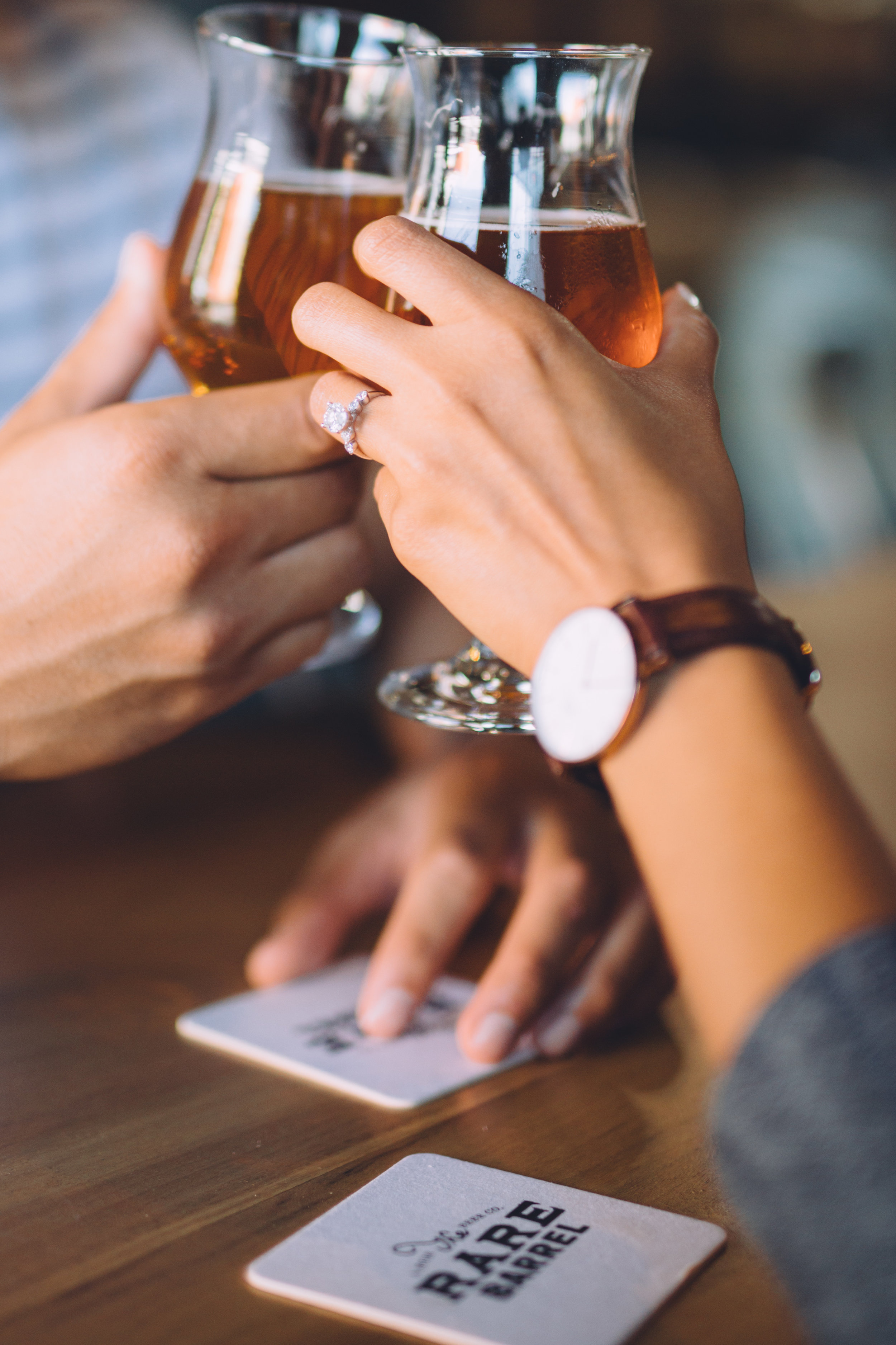 Cheers! They're getting hitched!