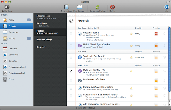 Pantalla de Firetask