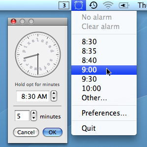 Pantalla de TinyAlarm