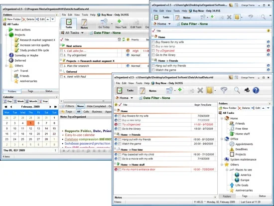Pantalla de uOrganized