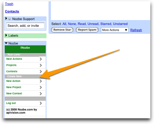 Nozbe Gmail Gadget
