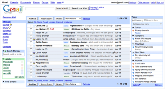 Remember The Milk integrado en la interfaz de Gmail