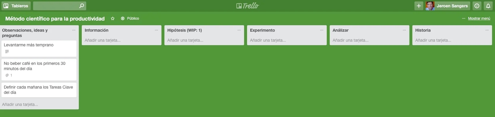 El Kanban para aplicar el Método Científico a tu productividad