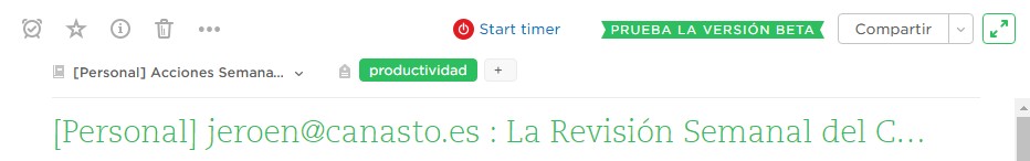 Botón de Toggl dentro de Evernote