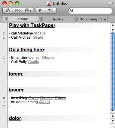 Pantalla de Taskpaper