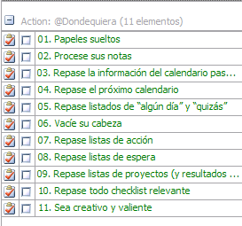 Tareas de la Revisión Semanal