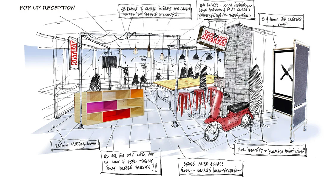 JUST EAT LONDON HQ - 'POP UP' RECEPTION CONCEPT