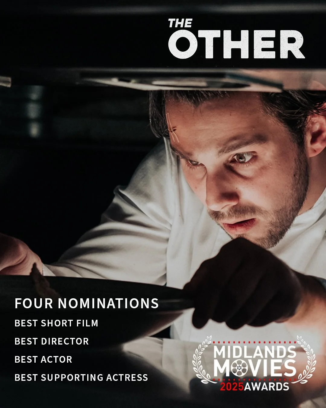 The @midlandsmovies Awards have announced their nominations for 2025 and we are beyond delighted that The Other has been recognised in four categories including Best Short Film, Best Director, Best Actor in a Leading Role and Best Actress in a Suppor