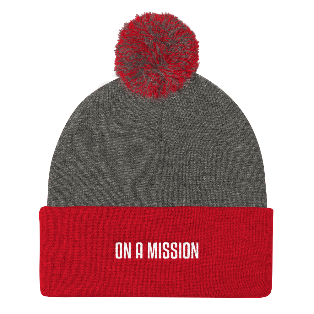 on-a-mission-white_mockup_Front_Dark-Heather-Grey-Red.png