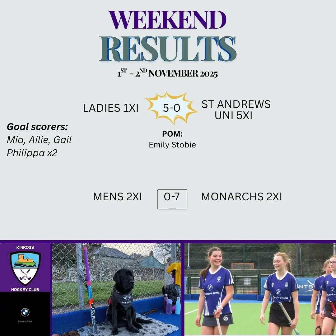 Weekend results: 1-2nd November:

A well deserved win for the Ladies 1s against St Andrews Uni 5s at home on Saturday. Read the match report on the photographs post to hear how it went! 

The men&rsquo;s 2s had a tough game, with a 7-0 loss to Monarc