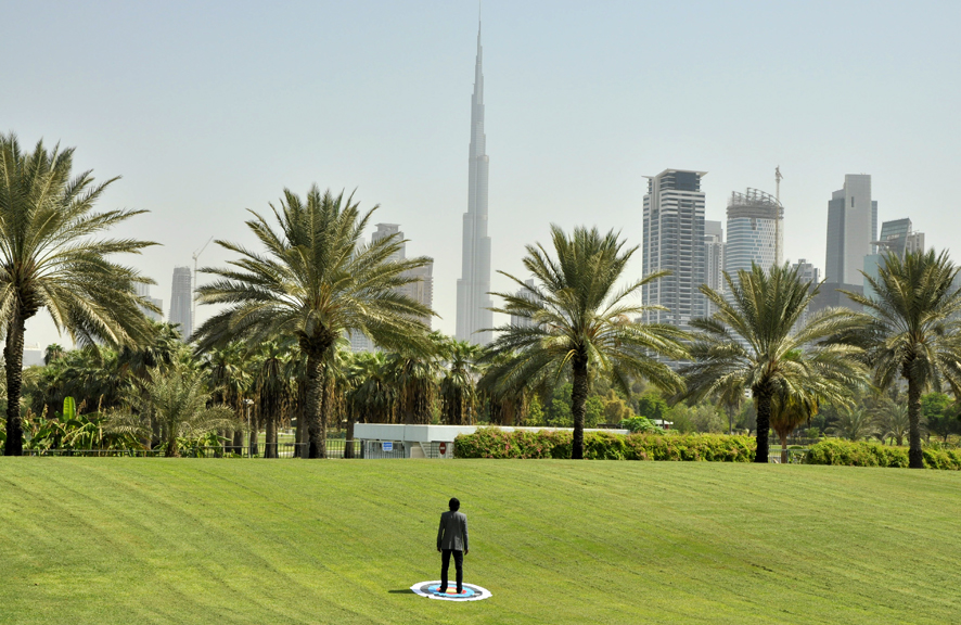 Soft Target: Burj Khalifa, Al-Safa Park, Dubai, 2012, UV Inkjet Print, photograph taken by Adeel-uz-Zafar