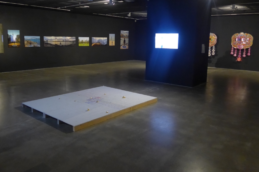 Charbagh (2013) Installation, Performance video documentation and pelted painted wall as a relic