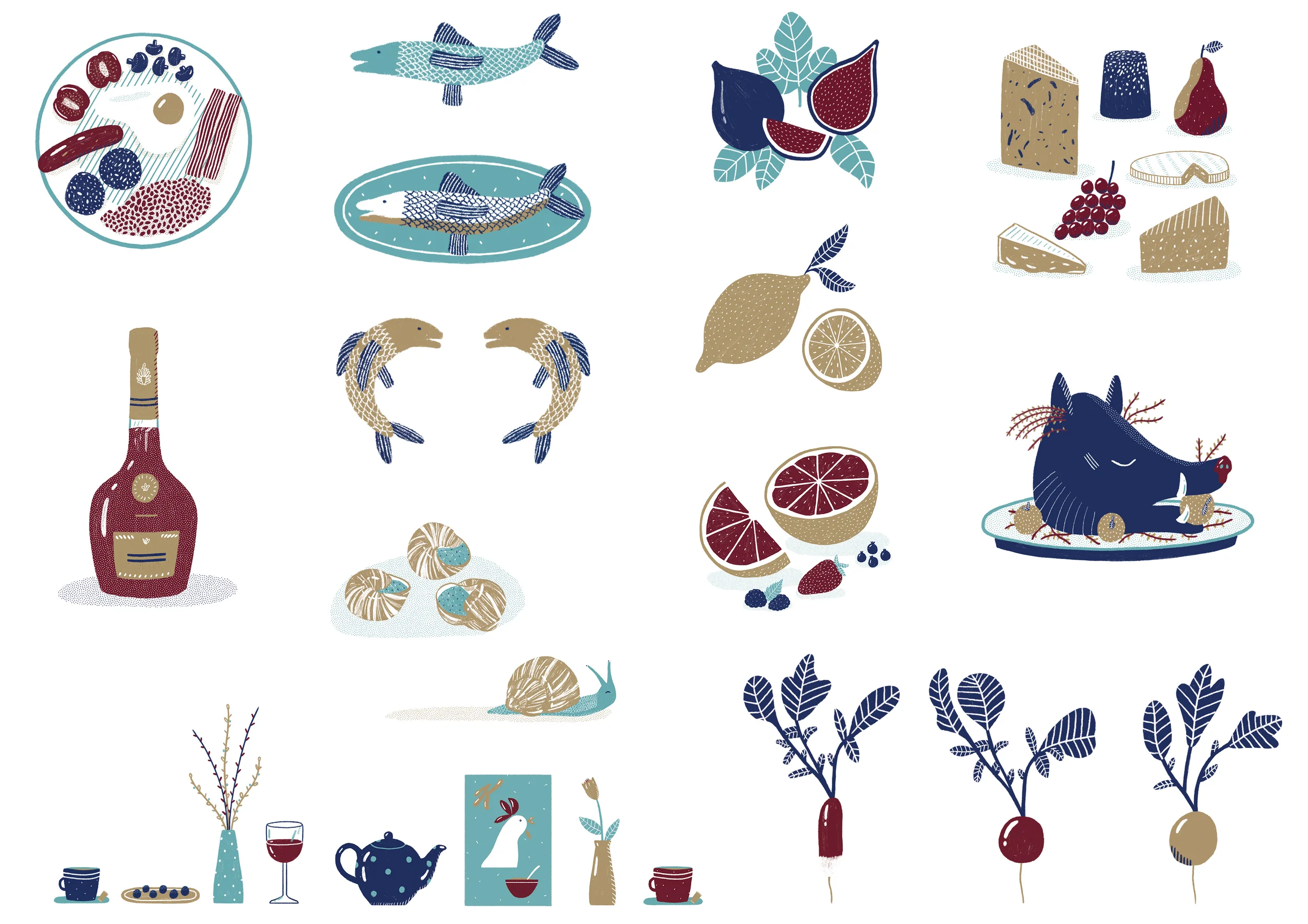 The Groucho Club- Menu Illustrations