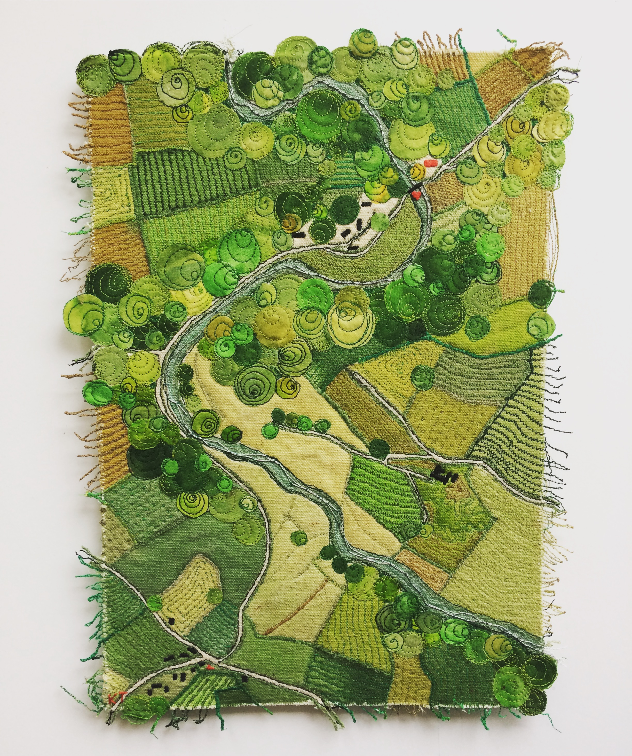Tarr Steps. Canvas, paint, silk, embroidery