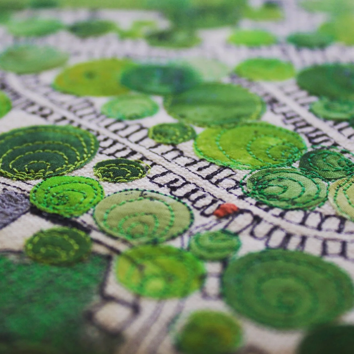 close up showing detail of urban map