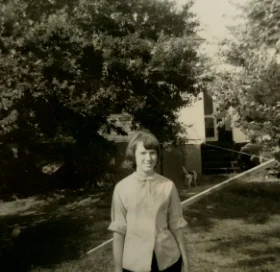 The author, with clothesline pole