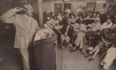 The author's grandfather, Dr. Jack Brooks addresses an audience after a 1986 civil rights march via Fort Worth Star-Telegram Archives.