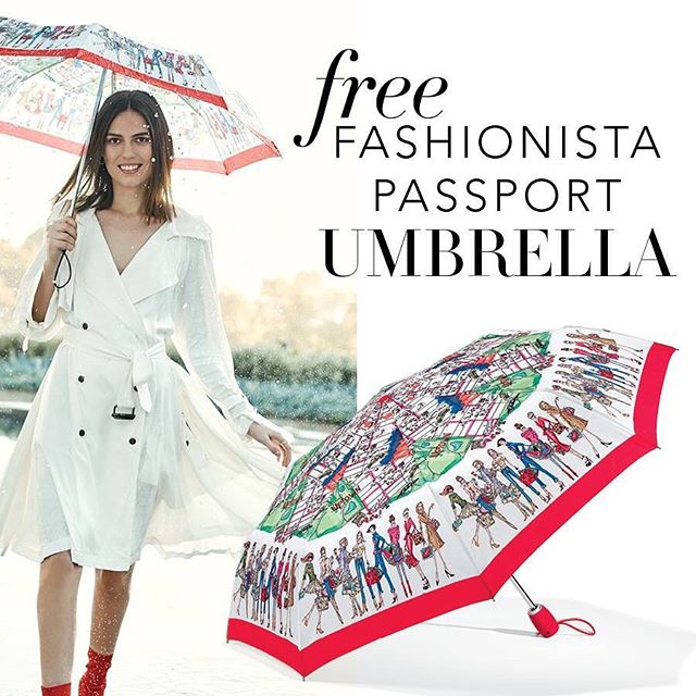 Filled with hand-sketched art, this umbrella inspired by jet-setting fashionistas is perfect for looking chic between raindrops. Stop in today to get yours FREE with your Brighton purchase of $100 or more! See store for details.