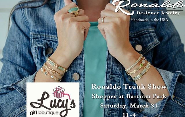 RONALDO Trunk Show Today At Bartram Park 
Buy 2, Get 1 Bracelet FREE* trunk show special 11am-4pm today only!!!
*free bracelet of equal or lesser value, offer valid during trunk show only at Bartram Park location.