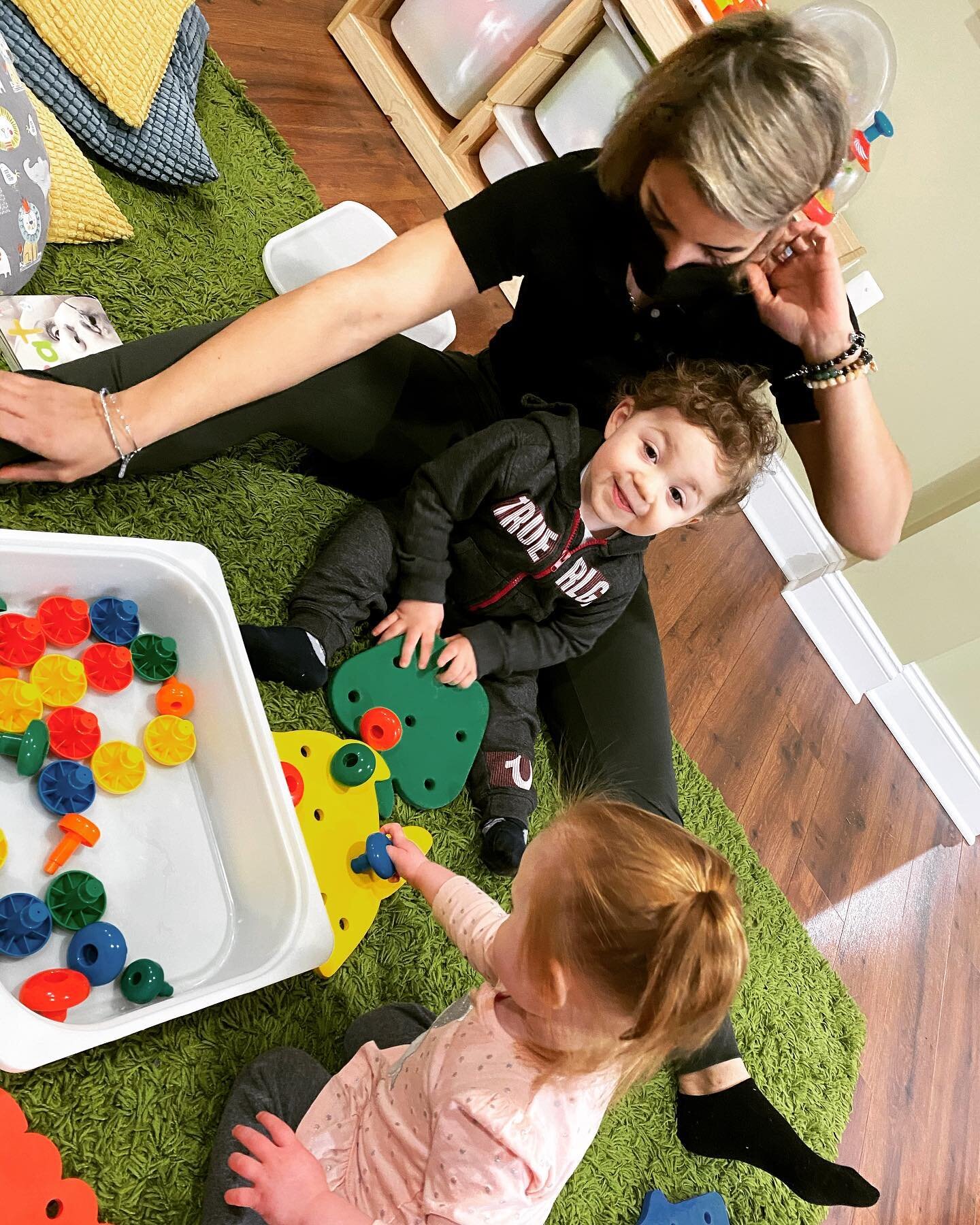 Peg and pegboards are wonderful teaching toys in many ways. With adult support, as the toddler places the pegs he can count them: one, two, three. Add one more to make four; take one away and it is three. The toddler is becoming aware of numerals and