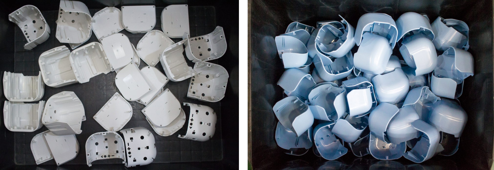 The cemetery of the parts that didn’t meet our quality standards (fortunately this plastic will be recycled)