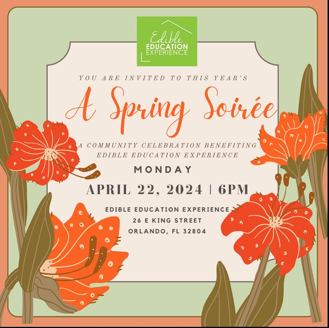 It&rsquo;s here&mdash; your chance to spend an evening unlike any other supporting a cause that is bringing the seed-to-table lifestyle to Orlando. 

If you fancy yourself to be a change maker for the wellbeing of your community, A Spring Soir&eacute