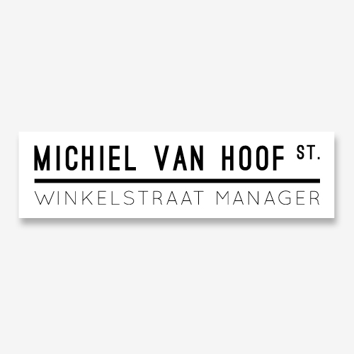 Logo Michiel van Hoof winkelstraat manager Logo ontwerp: Marloes de Laat