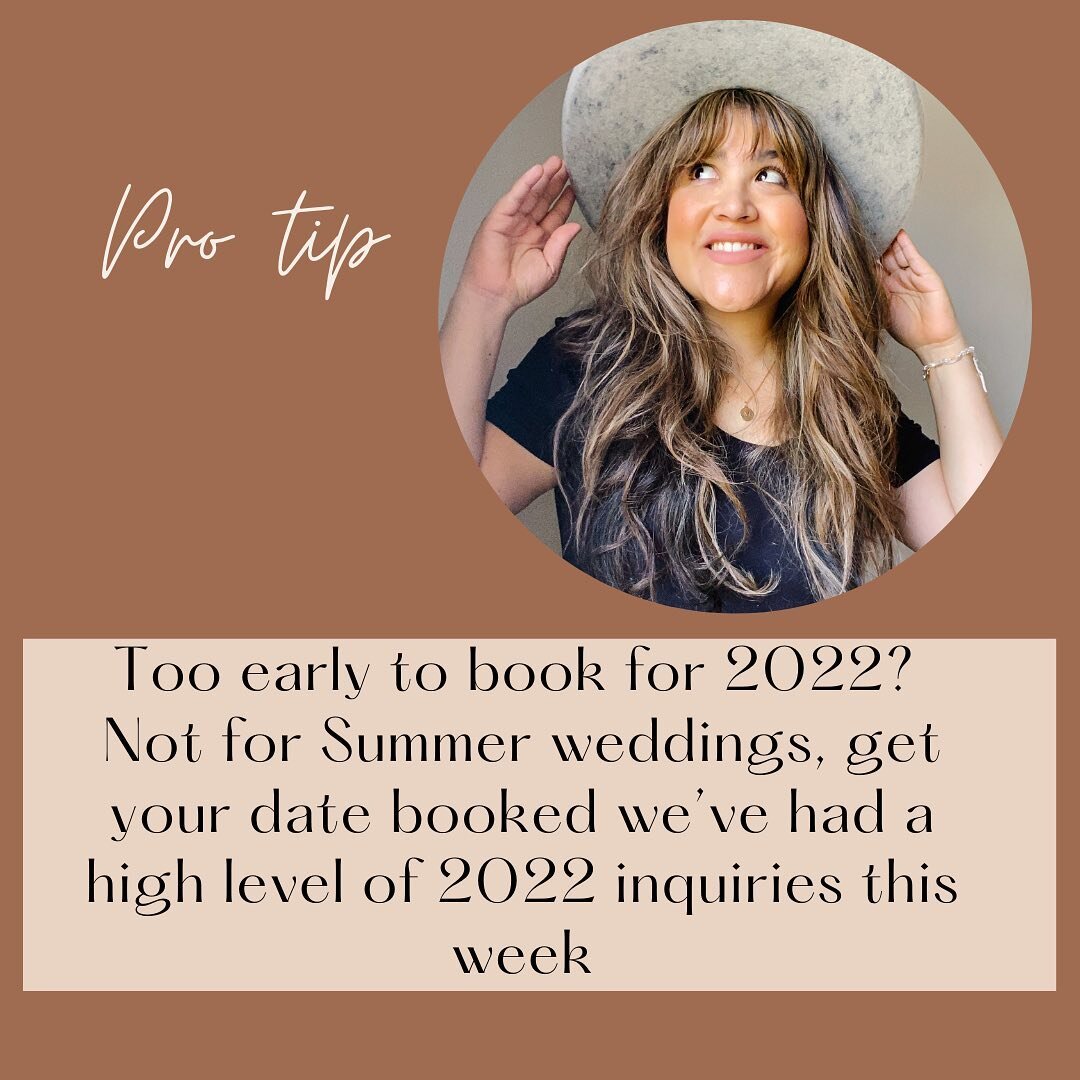 Pro Tip of the day, after clearing out a full day of emails the verdict is in.

2022 clients it&rsquo;s time to secure your hair and makeup, between the postponements from 2020 and the newly engaged couples of 2021 summer dates were already limited. 
