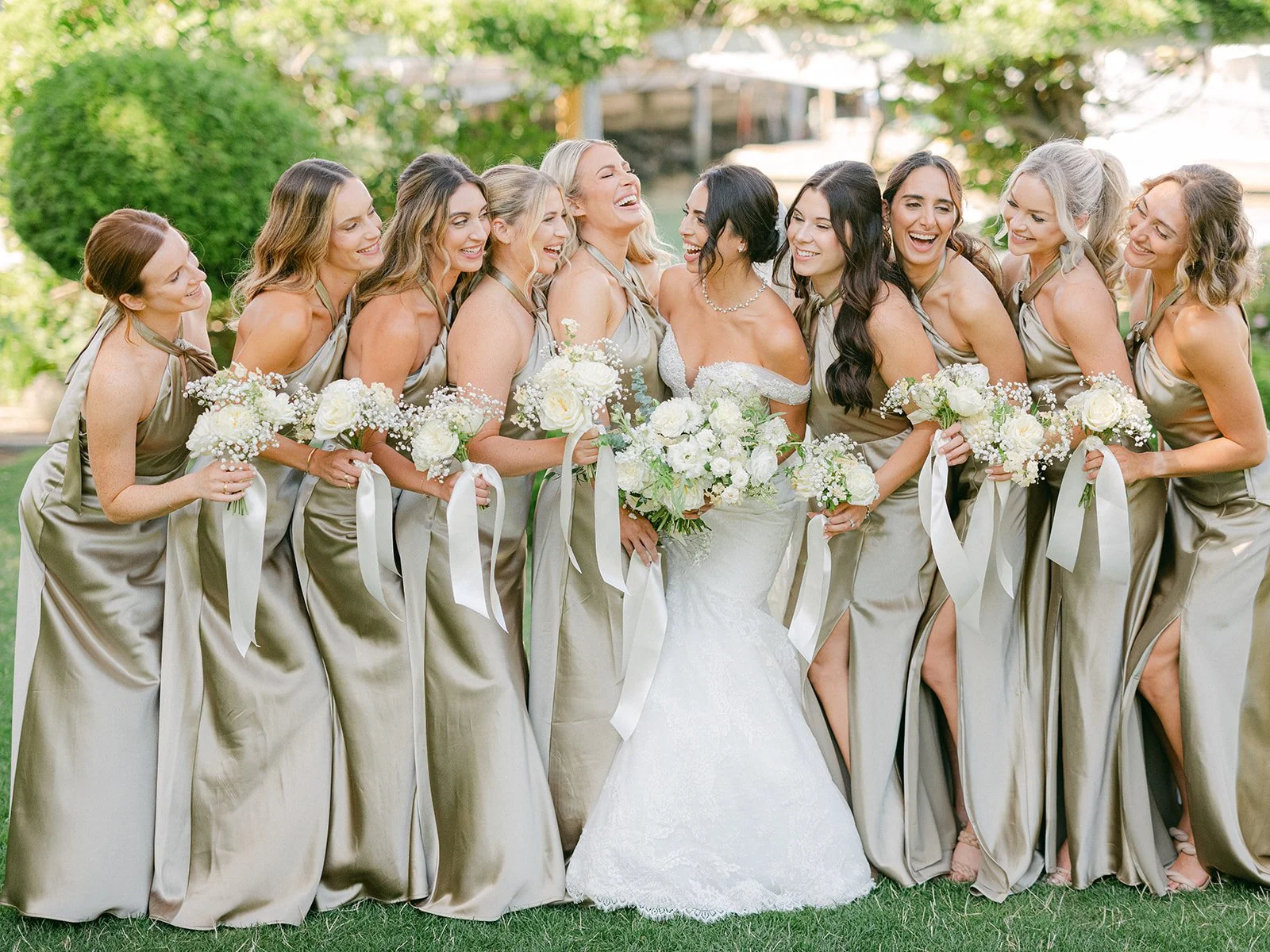 Bridal Party at Roche Harbor Resort in gold