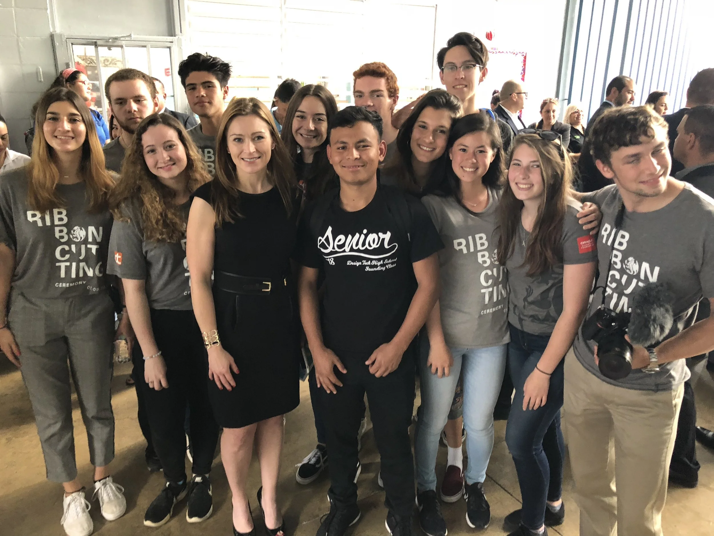 Back row, left to right: Kirby Kromelow, Malakhi Martinez, Anya Karanov, Ross Fulkerson, Tatiana Fakoukaki, Tyler McMahon; Front row, left to right: Georgina Fakoukaki, Daphne Palmeter, Julia Keleher (Secretary of Education of Puerto Rico), Jose Obregon, Maria McAlister-Young, Ally Shirman, Matthew Silverman
