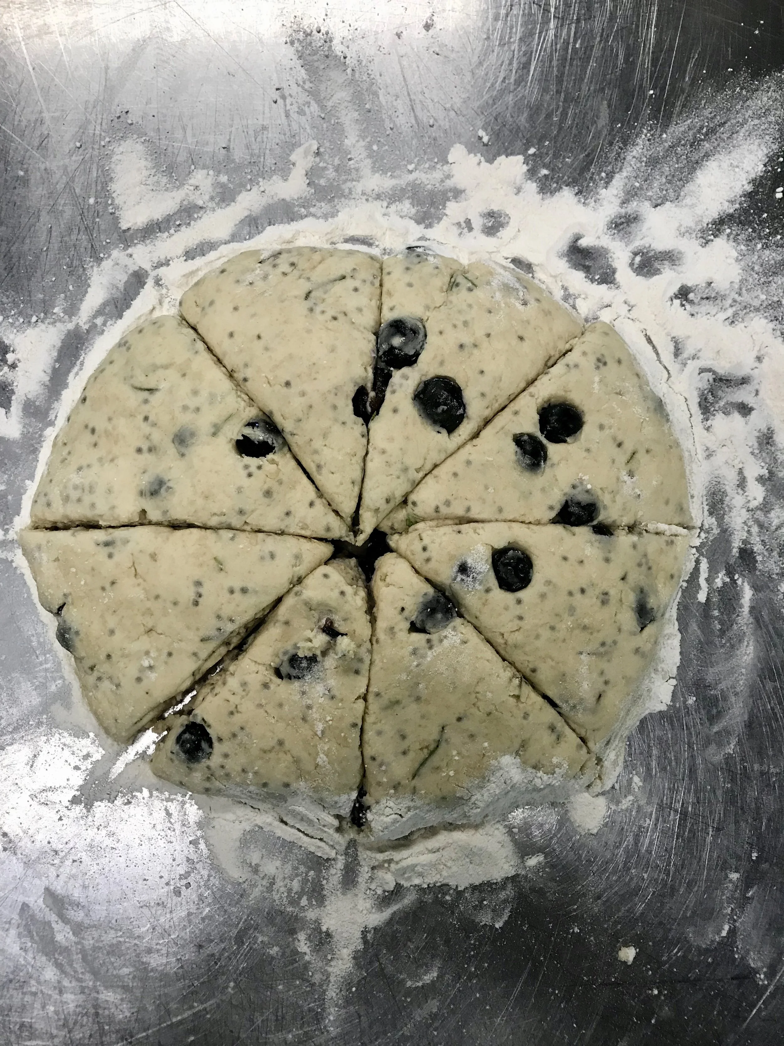 Rosemary blueberry scones before going in the oven
