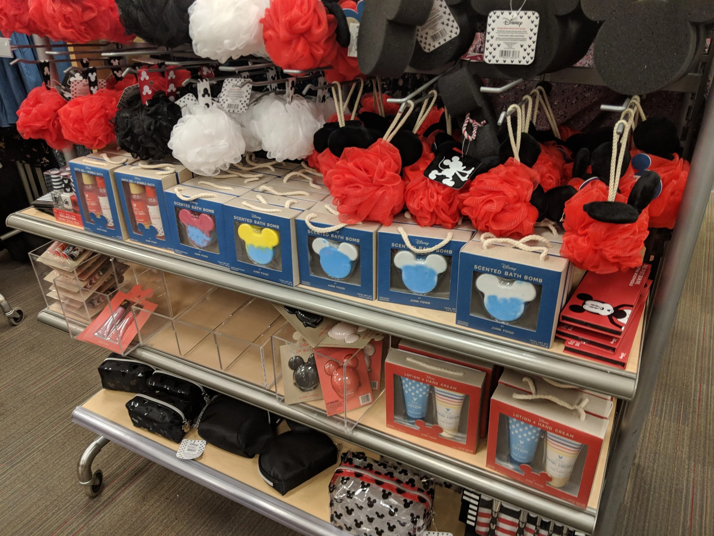 Bath bombs, scrubbies, lotions and makeup bags and brushes. 