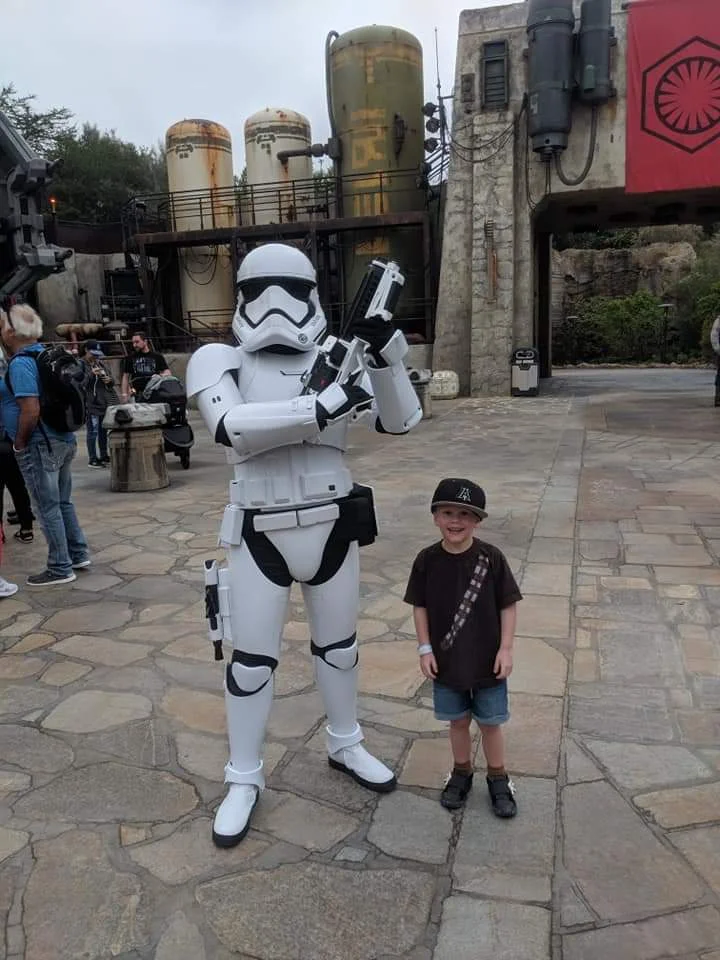 My son is a hugger and really wanted to hug the Storm trooper.