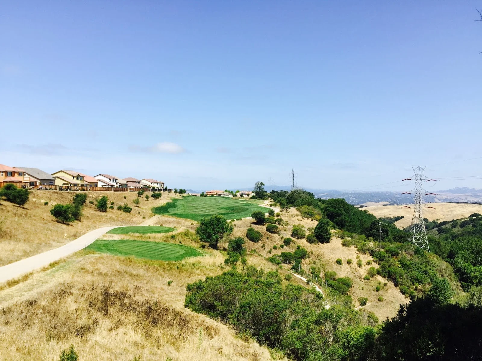 A view down the fairway of the 2nd hole from the tee box.