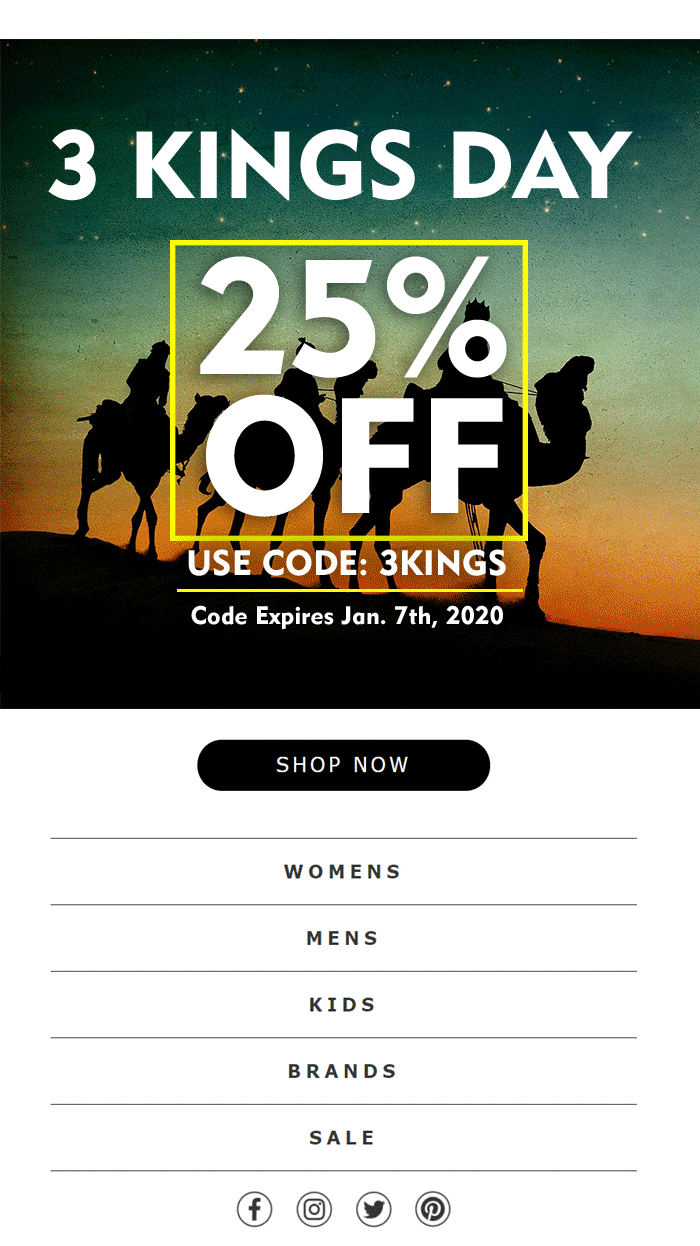 3 Kings Flash Sale - Email Campaign 