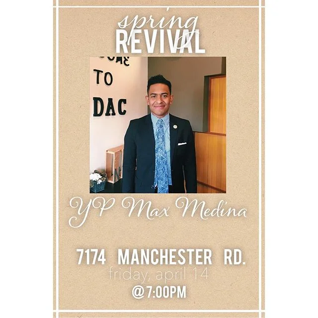 Get ready for day 3 of #springrevival17
Our very own YP will be preaching tonight!! Join us at 7pm tonight.
7174 Manchester rd. Maplewood, MO 63143 .
.
#newdestinyapostolicchurch #maplewoodmo #springrevival17 #kingdombuilding