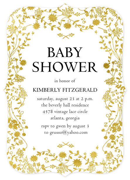 Delicate Gold baby shower invitation