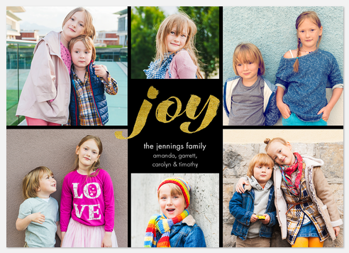 Handwritten Joy holiday photo card