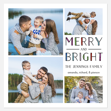 Colorful Merriment holiday photo card