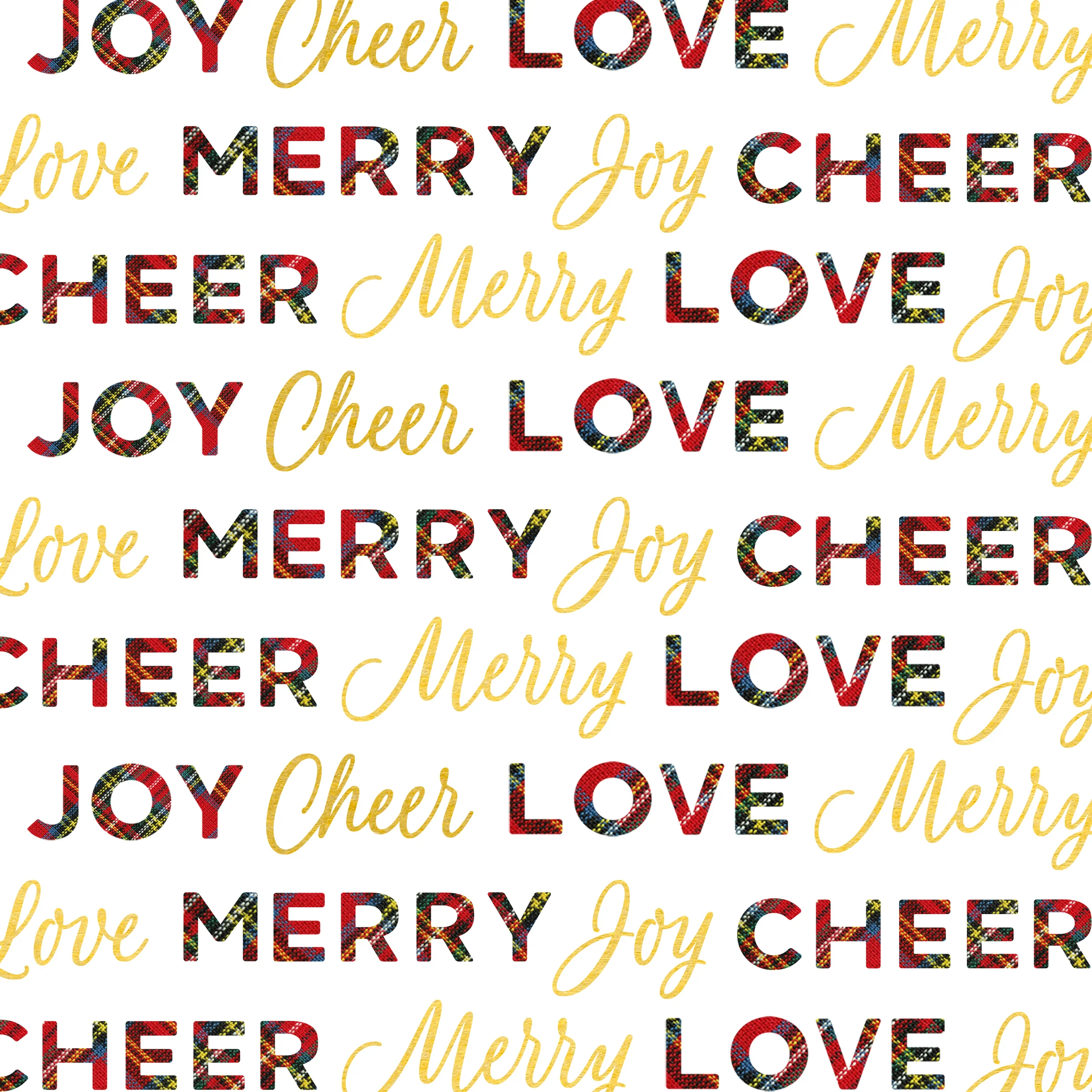 Plaid Merry Love Cheer typography pattern