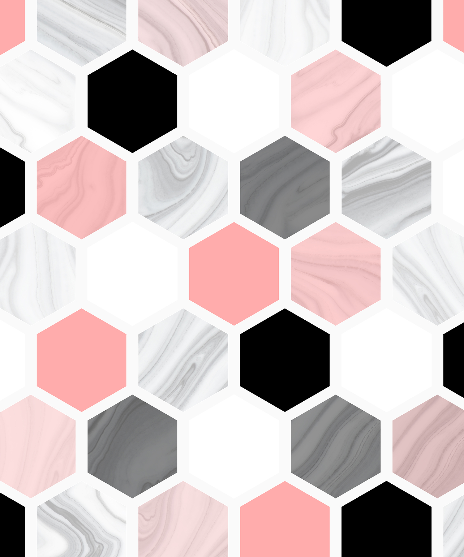 Pretty Pinks & Greys honeycomb pattern