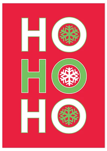 Ho Ho Ho + Snowflakes holiday card