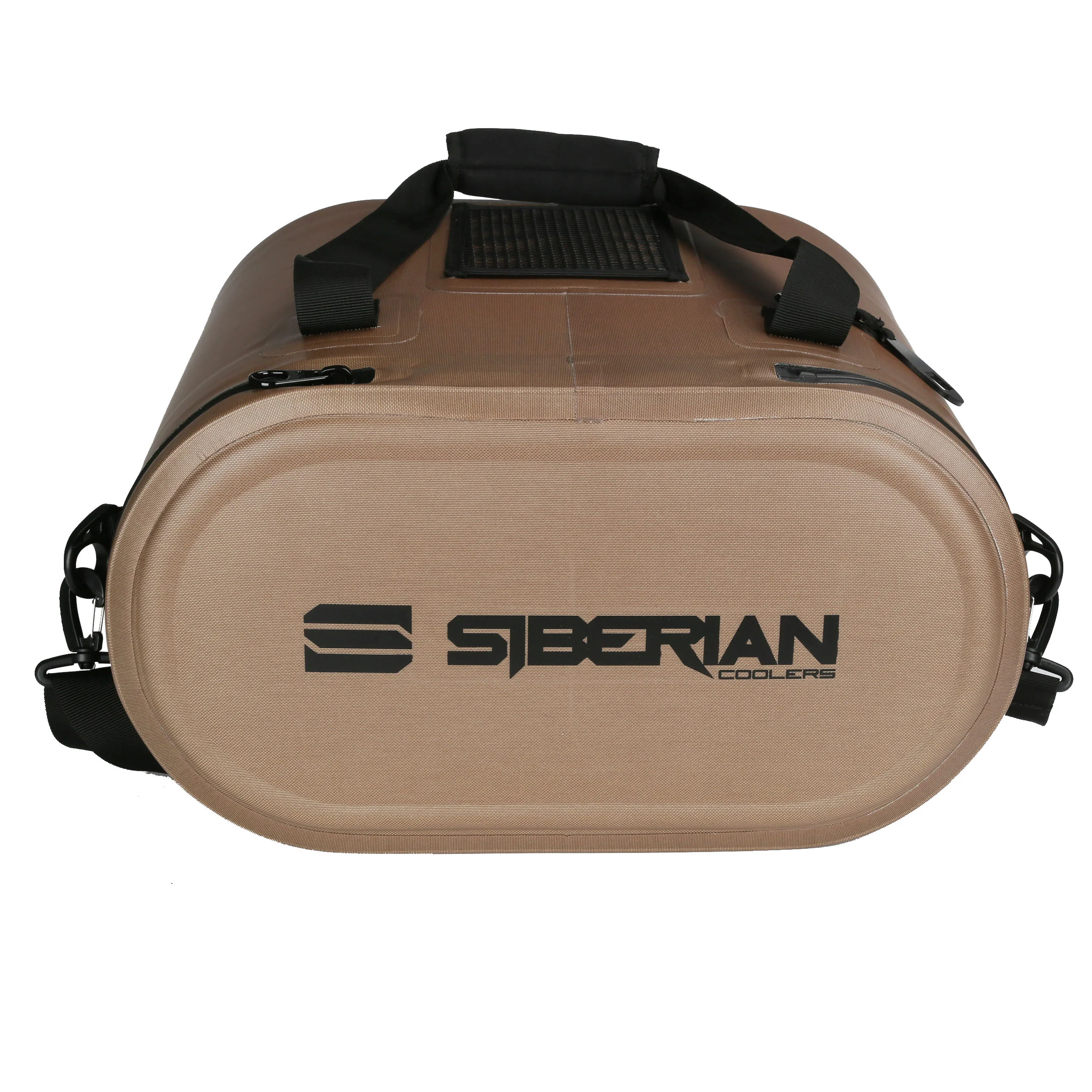Siberian Coolers New Sidekick Soft Cooler Bag in Saddle Brown Color top view of lid