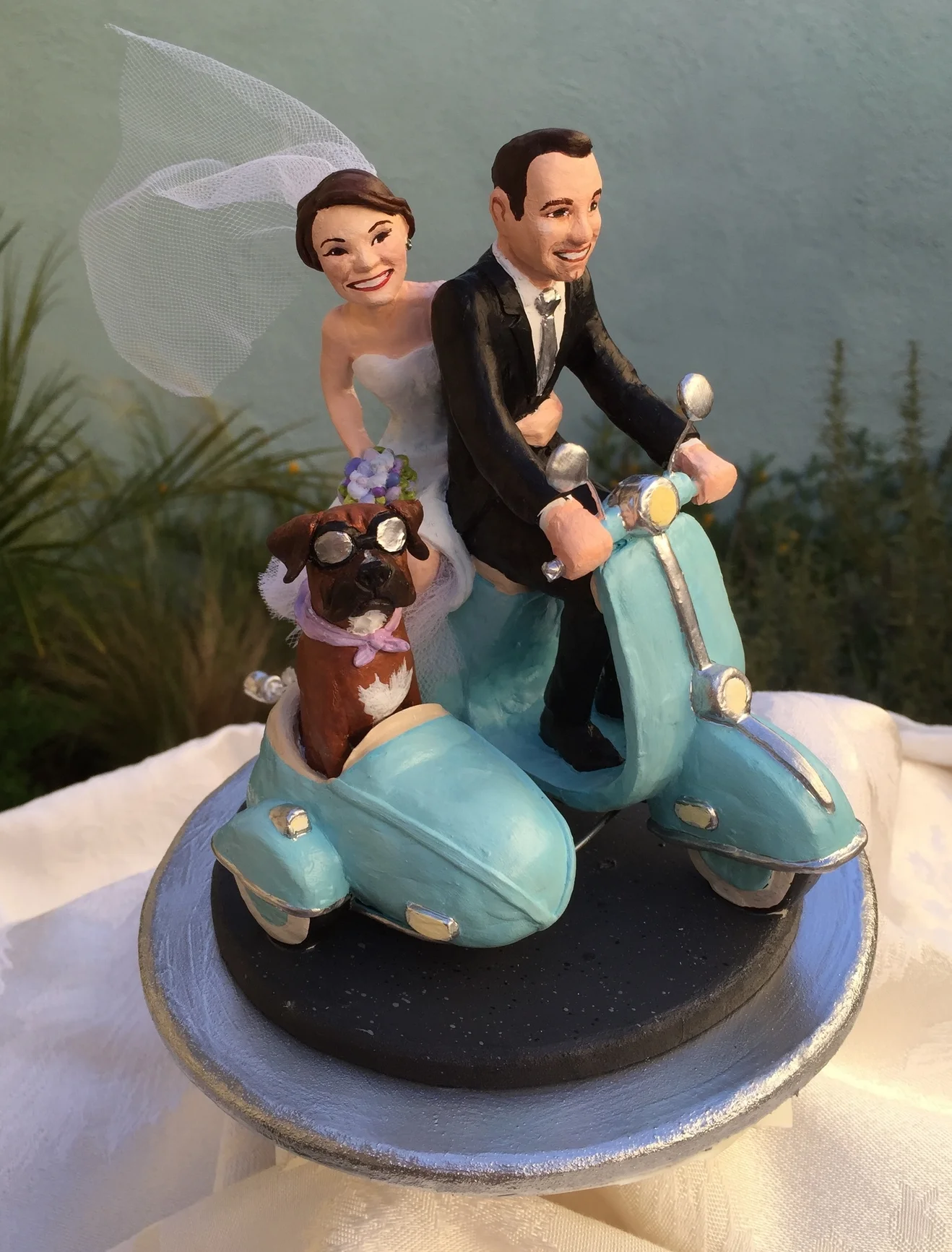  Commissioned by the groom's sister as a surprise wedding gift. &nbsp;Based on photos of the couple, their dog, and the bride's Pinterest board for her wedding. 