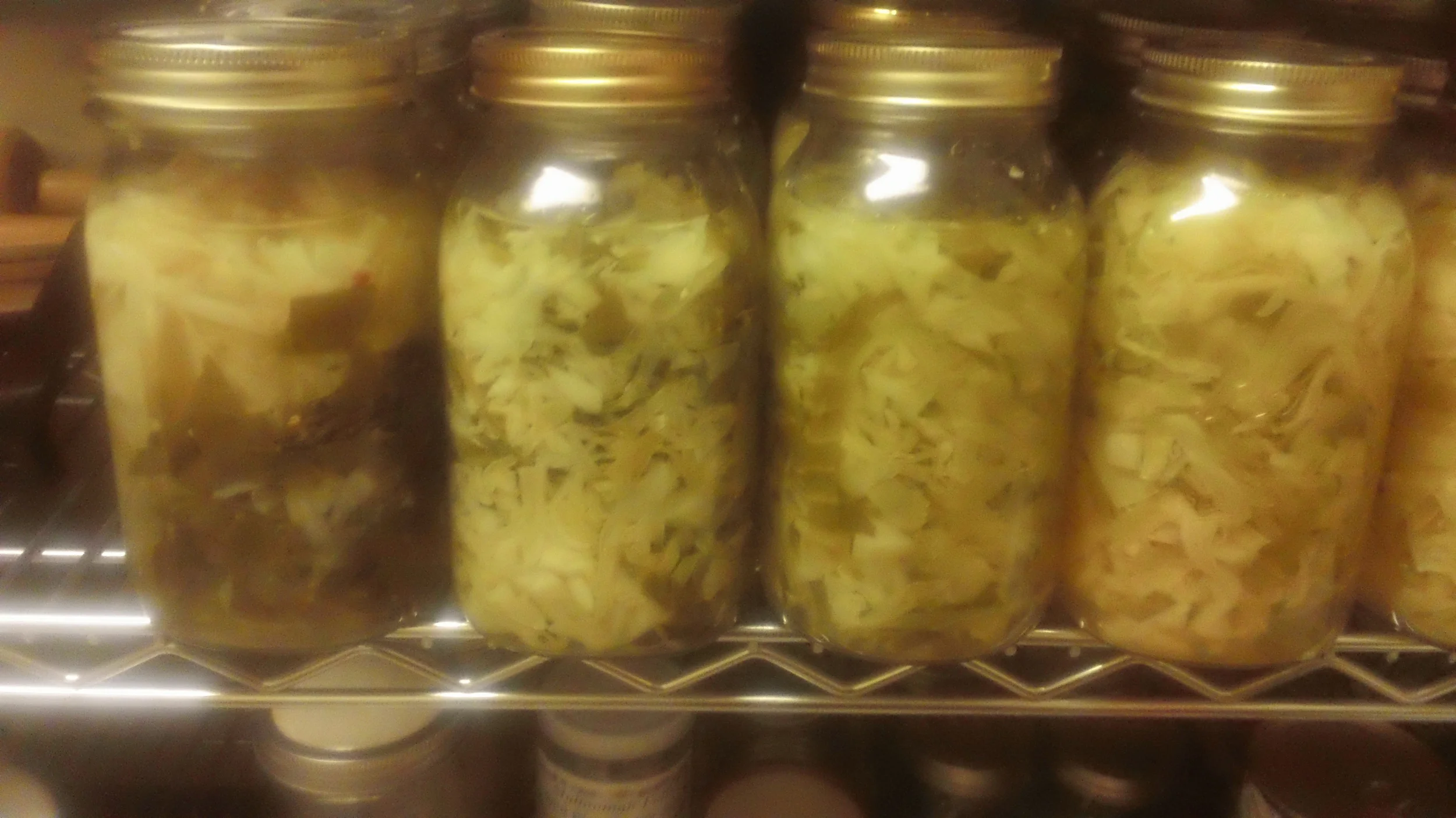 Sauerkraut "cooking" in the cool/dark pantry for the next several weeks.