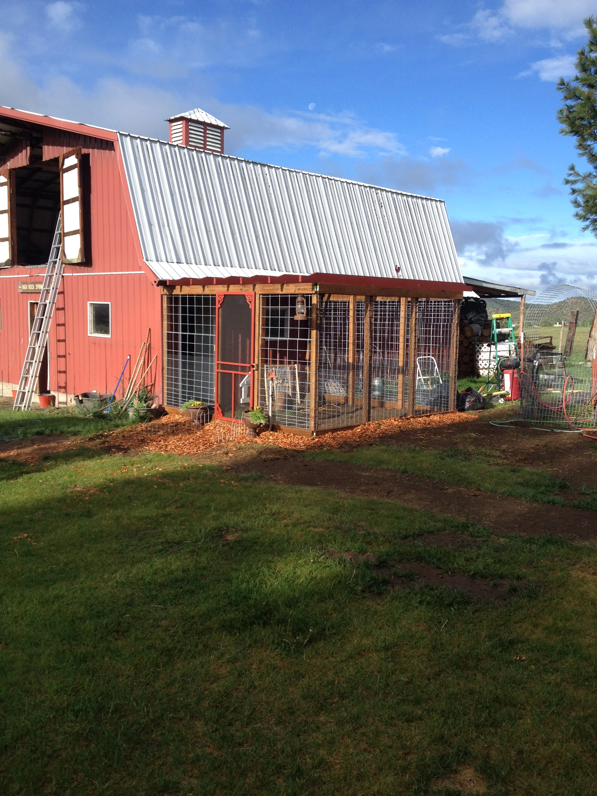 The hen house here on the farm just after we finished building it.
