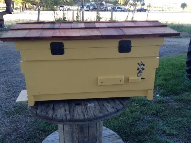 Pictured: Feeder space (covered) and hand stenciled adjustable entry space.