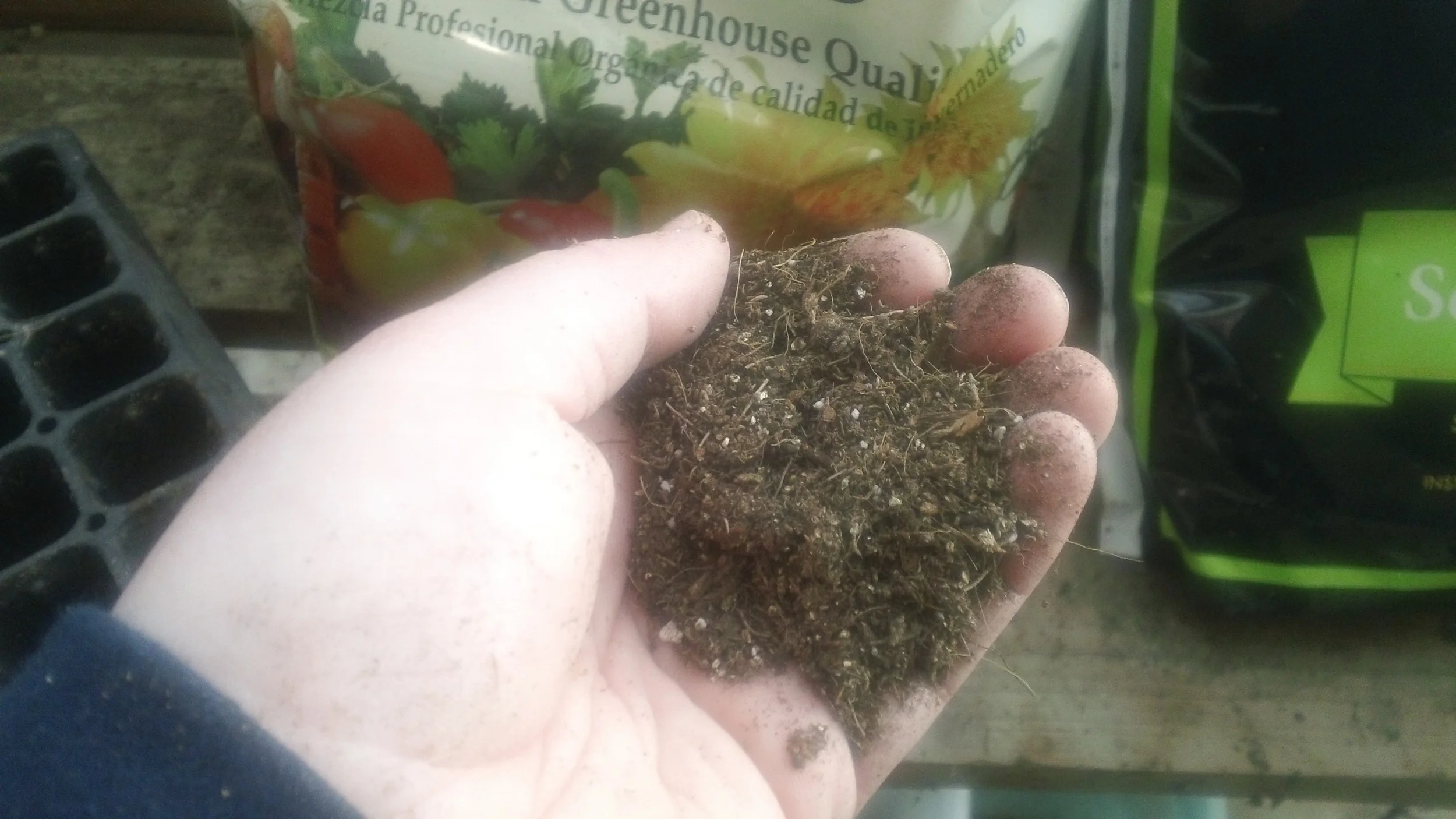 Seedling mix is airy and light. Seed starts aren't restricted by the weight of the soil as they germinate.