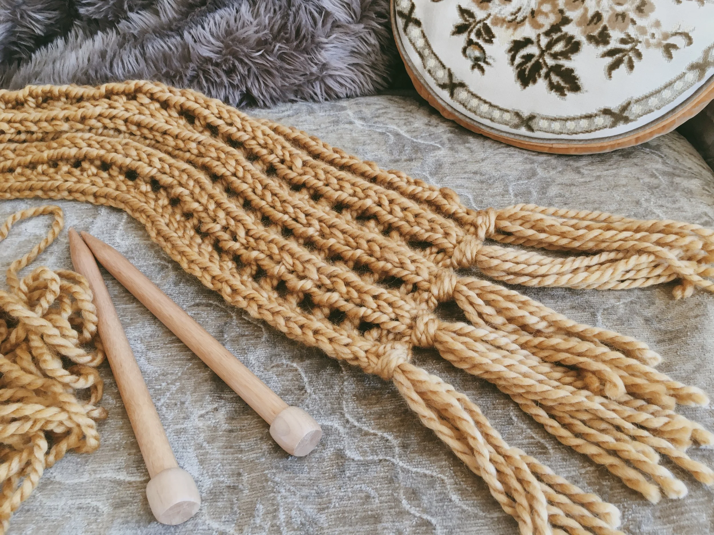 Free Knit Scarf Pattern The Golden Hour Scarf Blue Corduroy