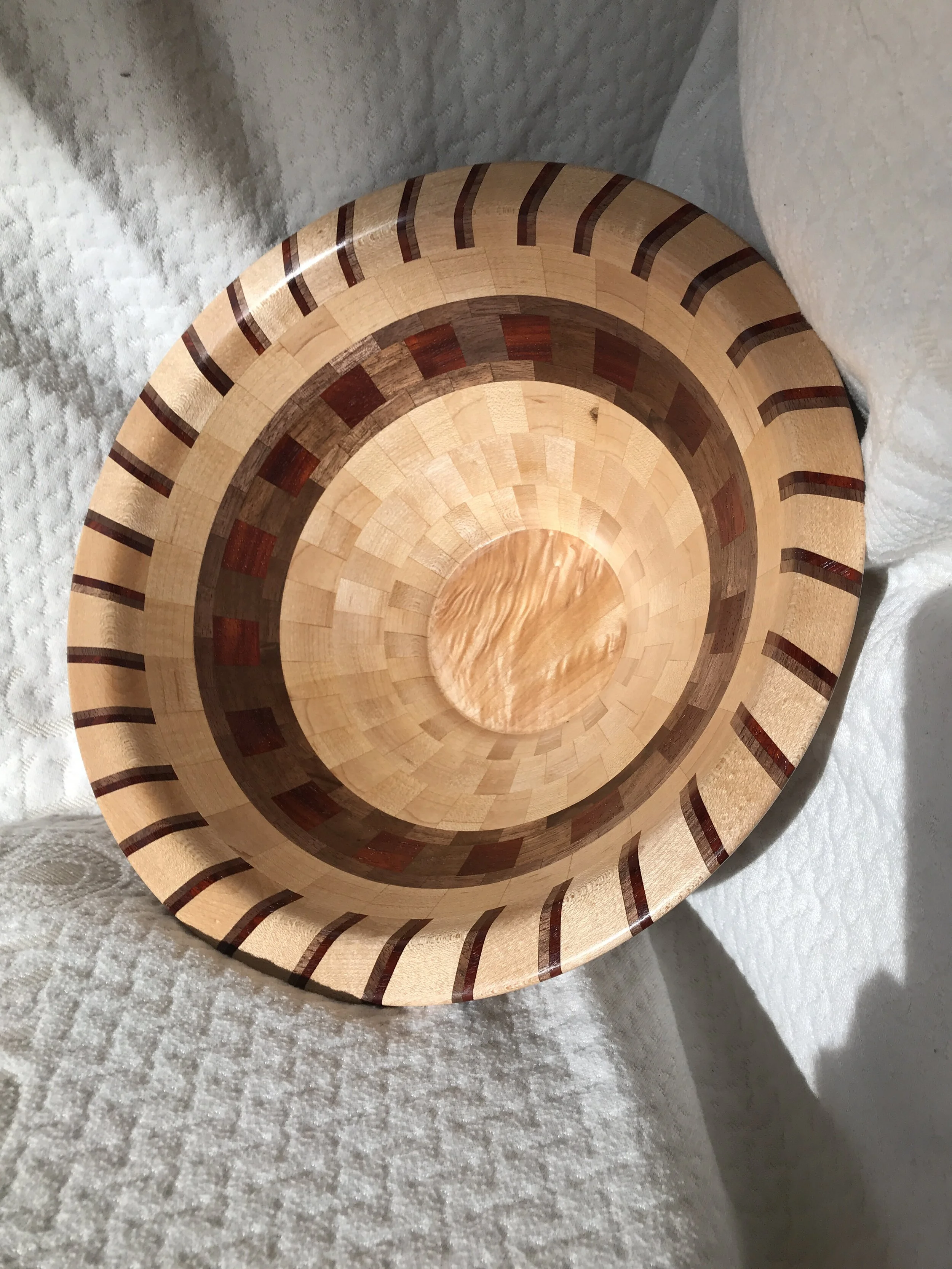 2193 maple with walnut and padauk & top spiral ring maple bottom